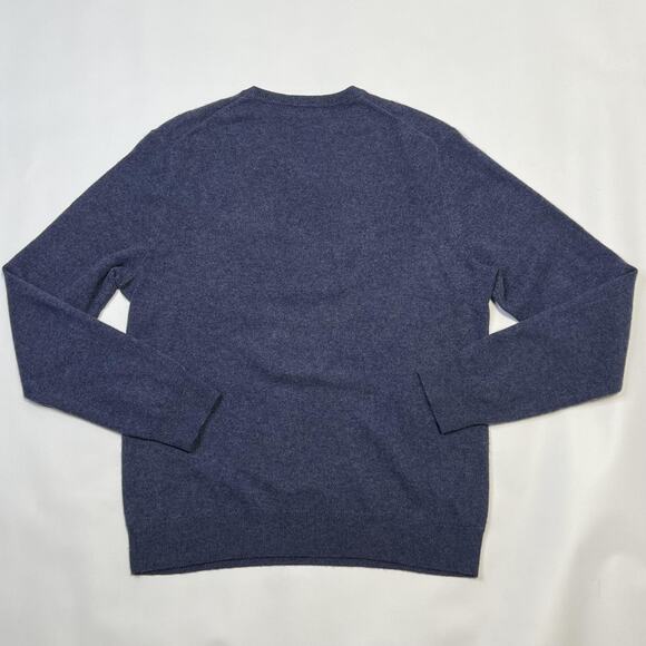 Saks Fifth Avenue Sweater Mens Large Blue Cashmere Pullover V Neck Soft Classic - Picture 2 of 11